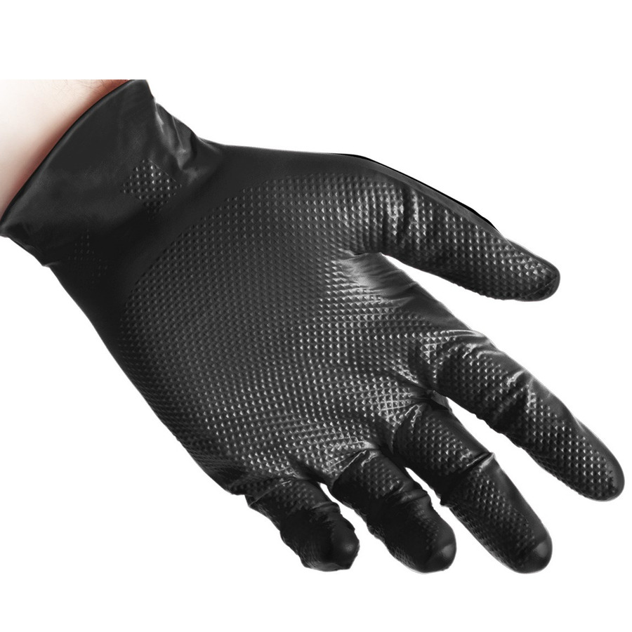 Сверхпрочные резиновые перчатки, нитриловые, чёрные, Reflexx N85B-L. 8 .