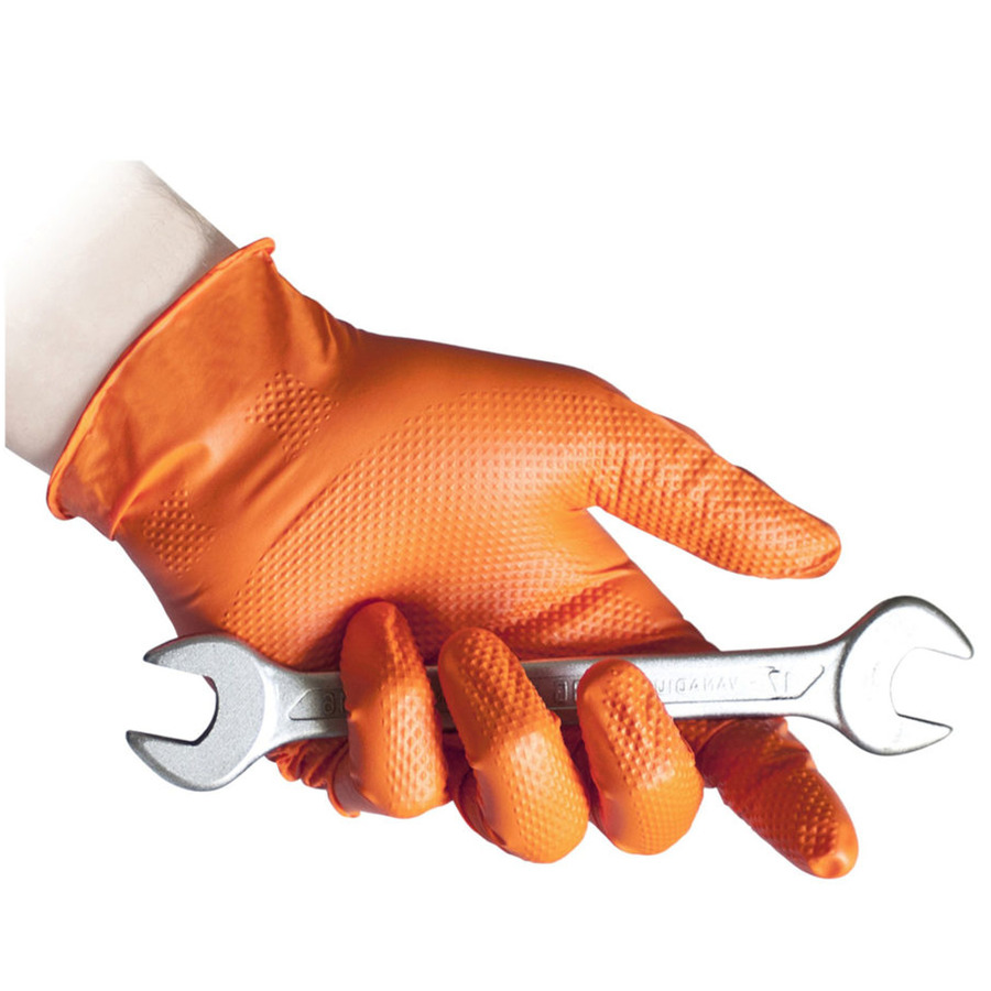 Сверхпрочные резиновые перчатки, нитриловые, оранж, Reflexx N85-L. 8,4 .
