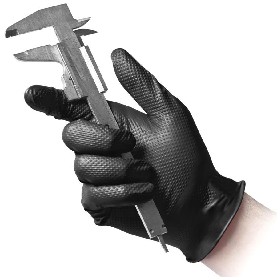 Сверхпрочные резиновые перчатки, нитриловые, чёрные, Reflexx N85B-XL. 8 .
